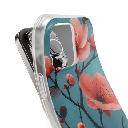 Teal Coral Blossom - Flexi iPhone 16 Handyhülle