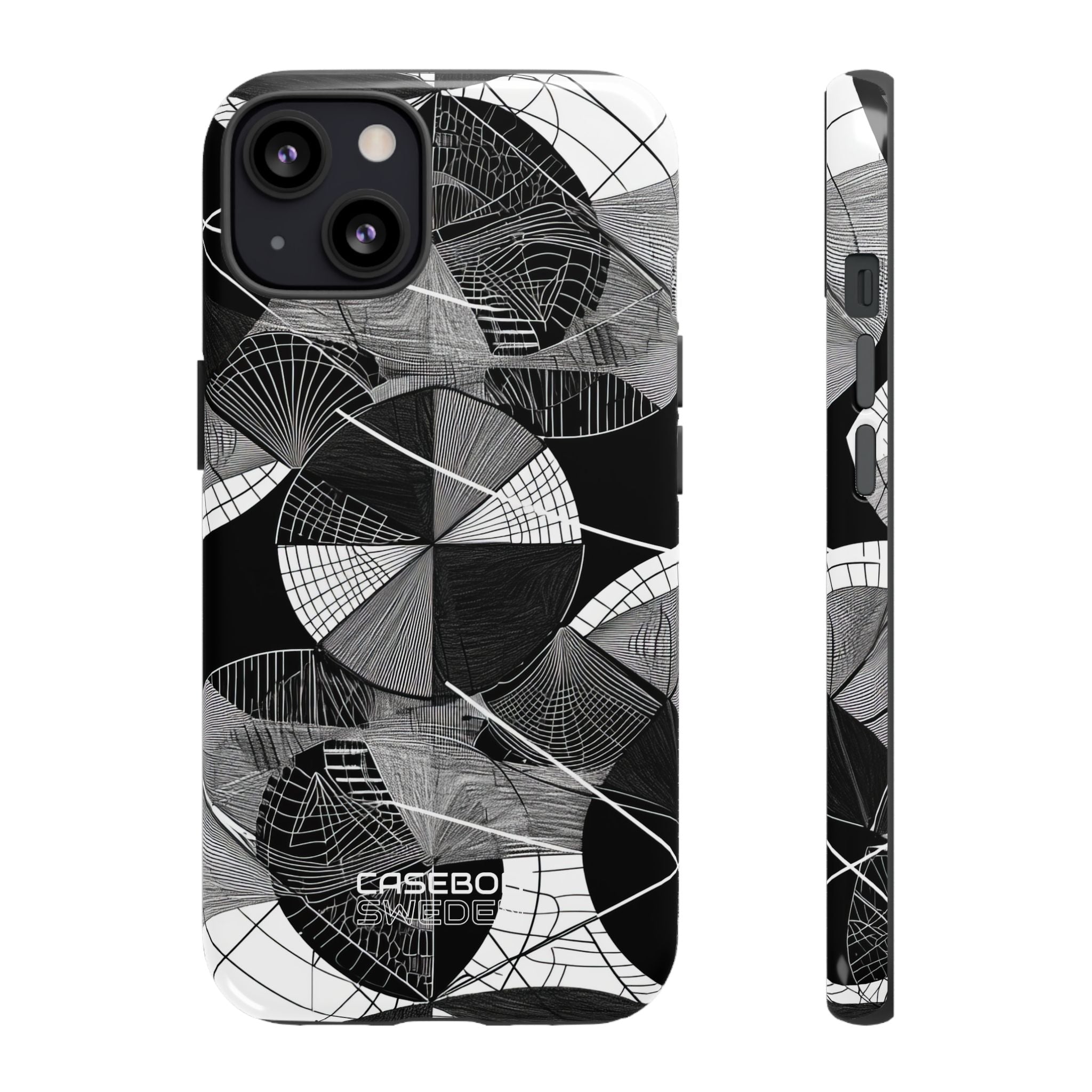 Monochrome Circle Maze iPhone 13 - Tough