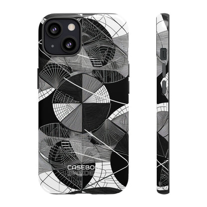 Monochrome Circle Maze iPhone 13 - Tough