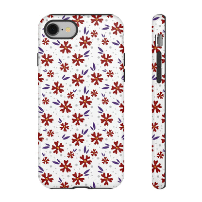 Red Flower Pattern - Protective Phone Case