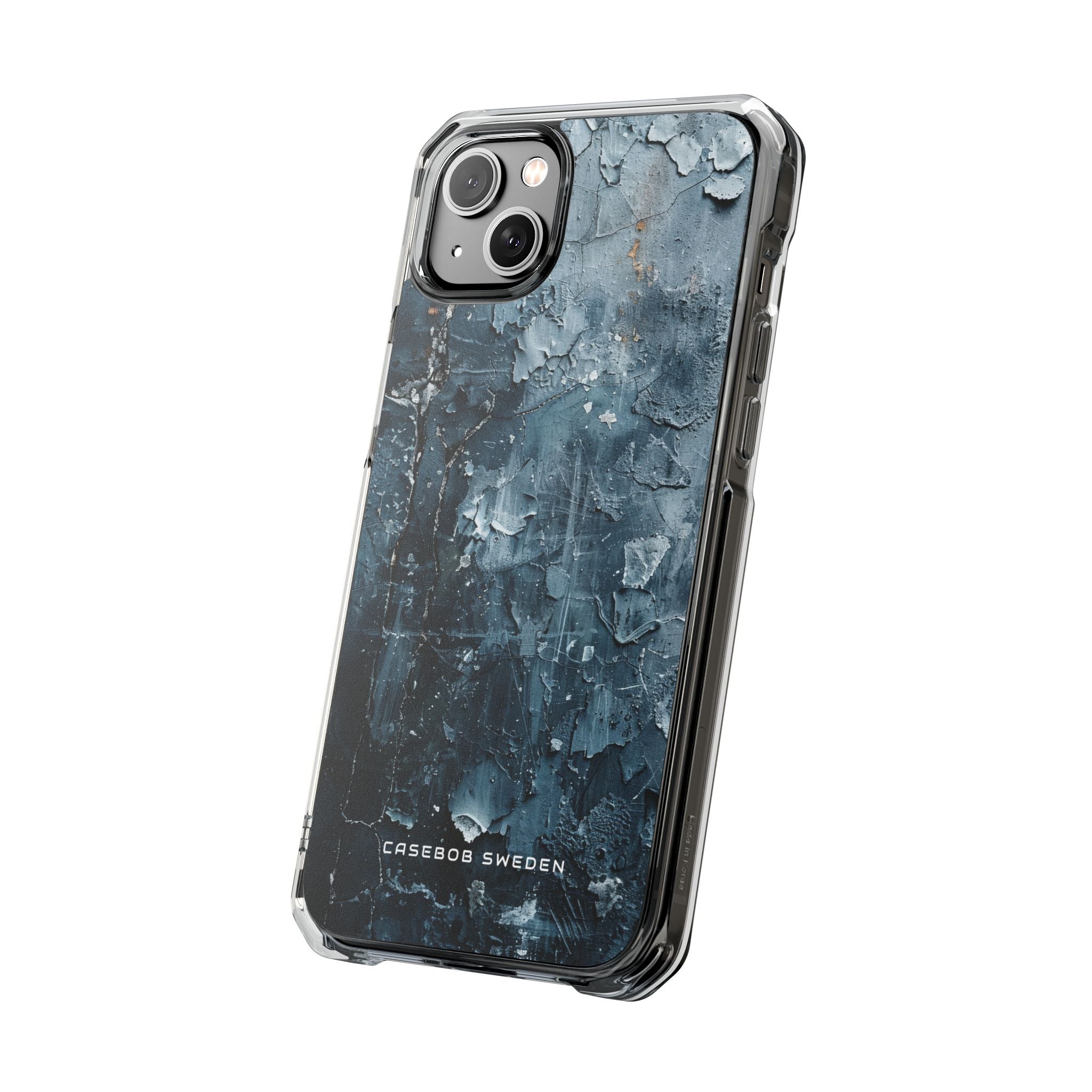 Weathered Blue Tapestry with Cracked Layers iPhone 14 - Clear Impact Phone Case