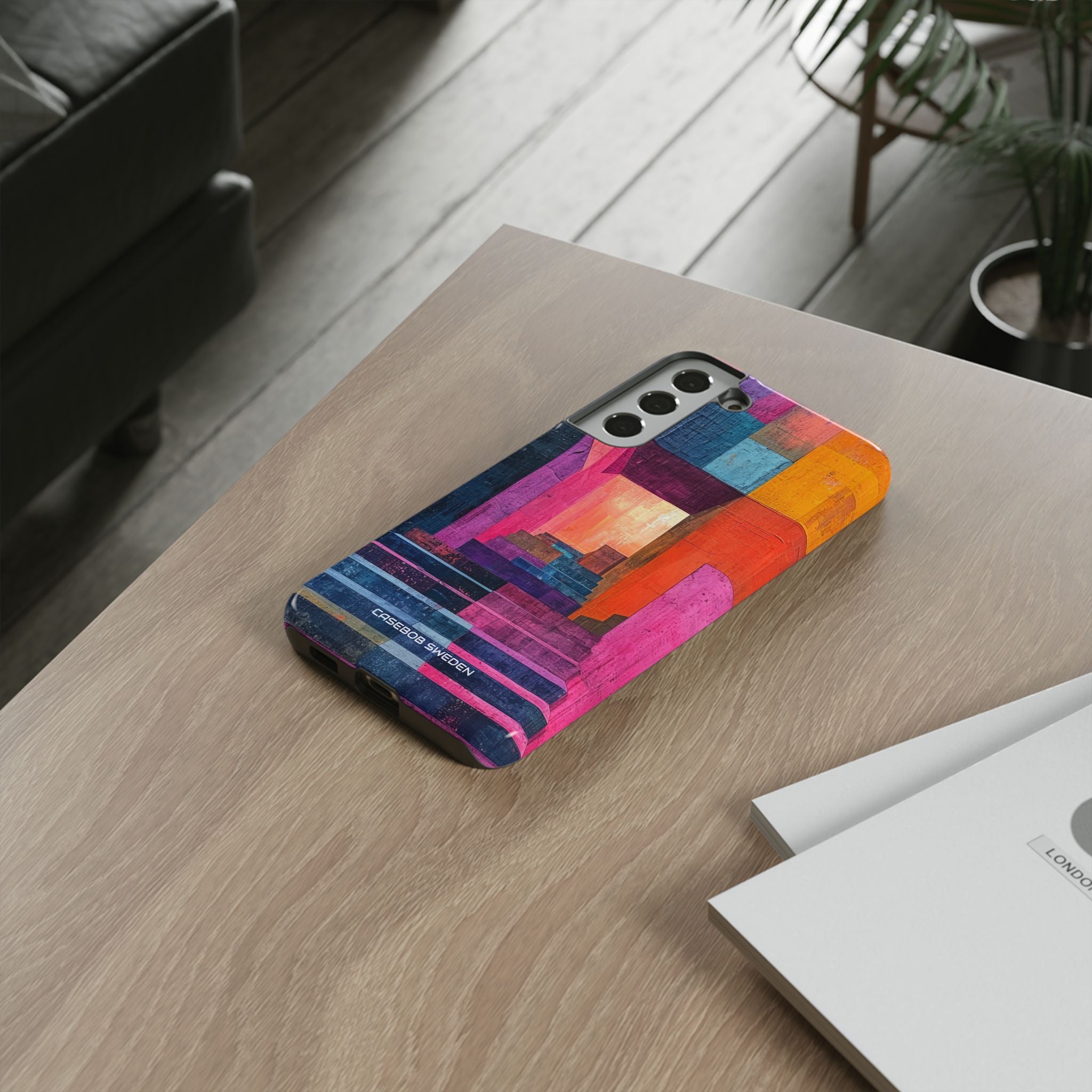 Pink Orange Geometry - Tough Samsung S22 Phone Case