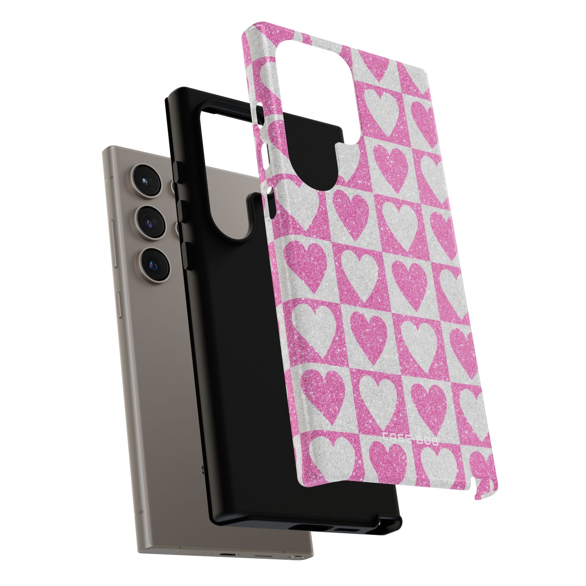 Glitter Heart Grid Samsung S24 Ultra Case - Tough