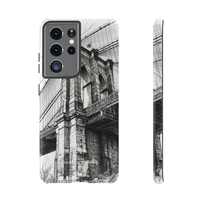 Suspension Bridge Line Art Illustration  Samsung S21 - Tough Phone Case