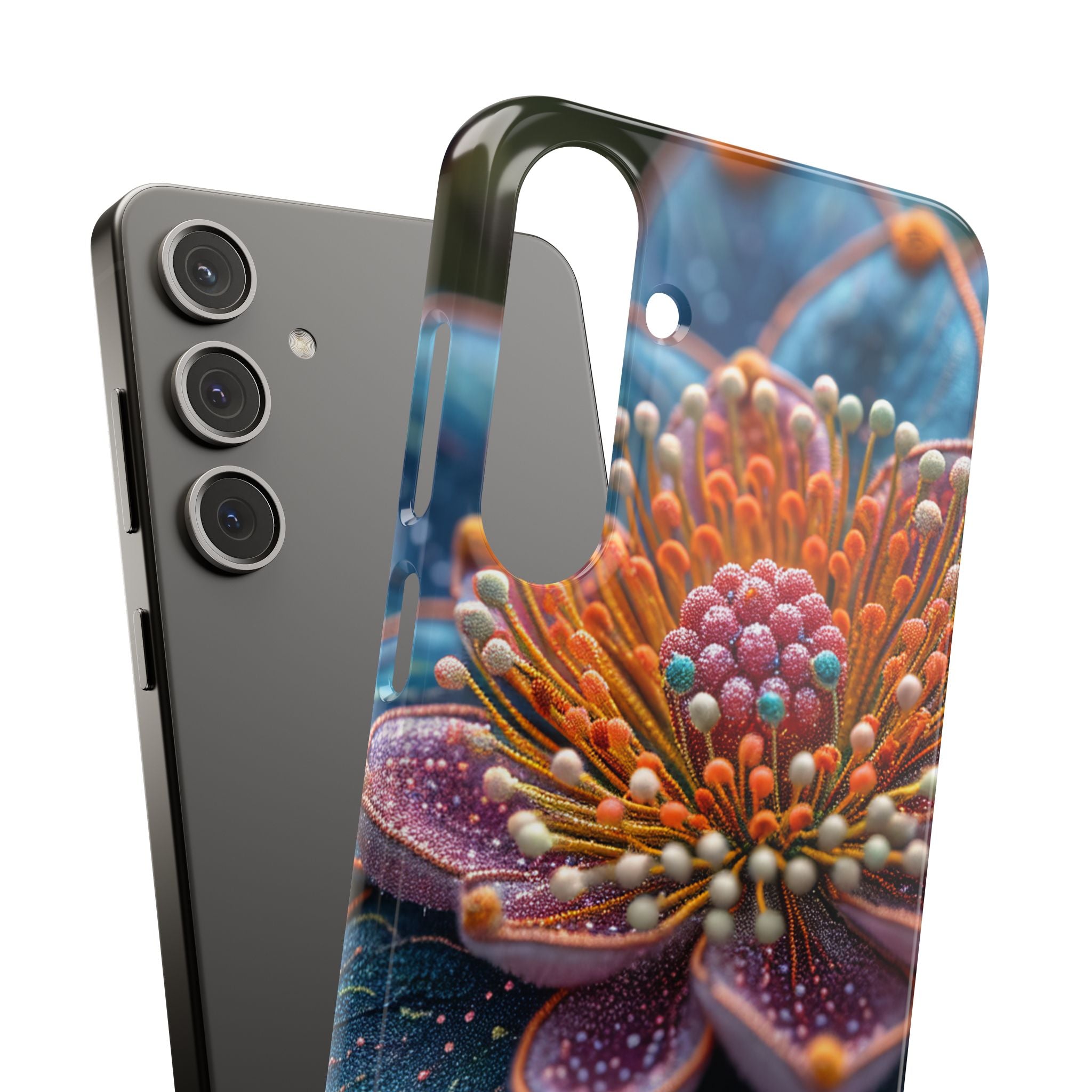 Blue-Orange Floral Swirl - Slim Samsung S24 Phone Case