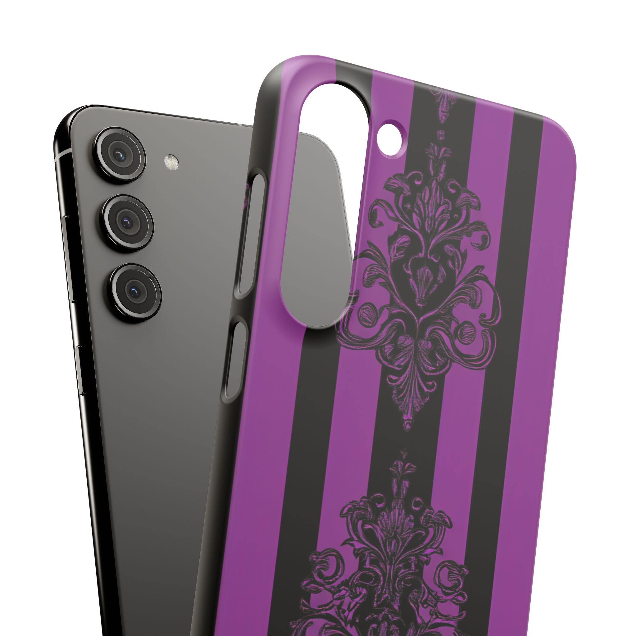 Gothic Elegance with Vertical Stripes and Ornamental Motifs Samsung S23 - Slim Phone Case