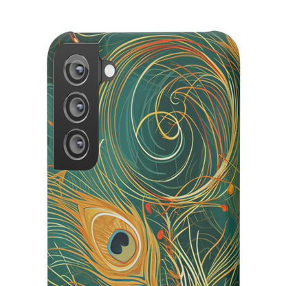 Peacock Elegance in Teal and Gold Samsung S21 - Slim Phone Case