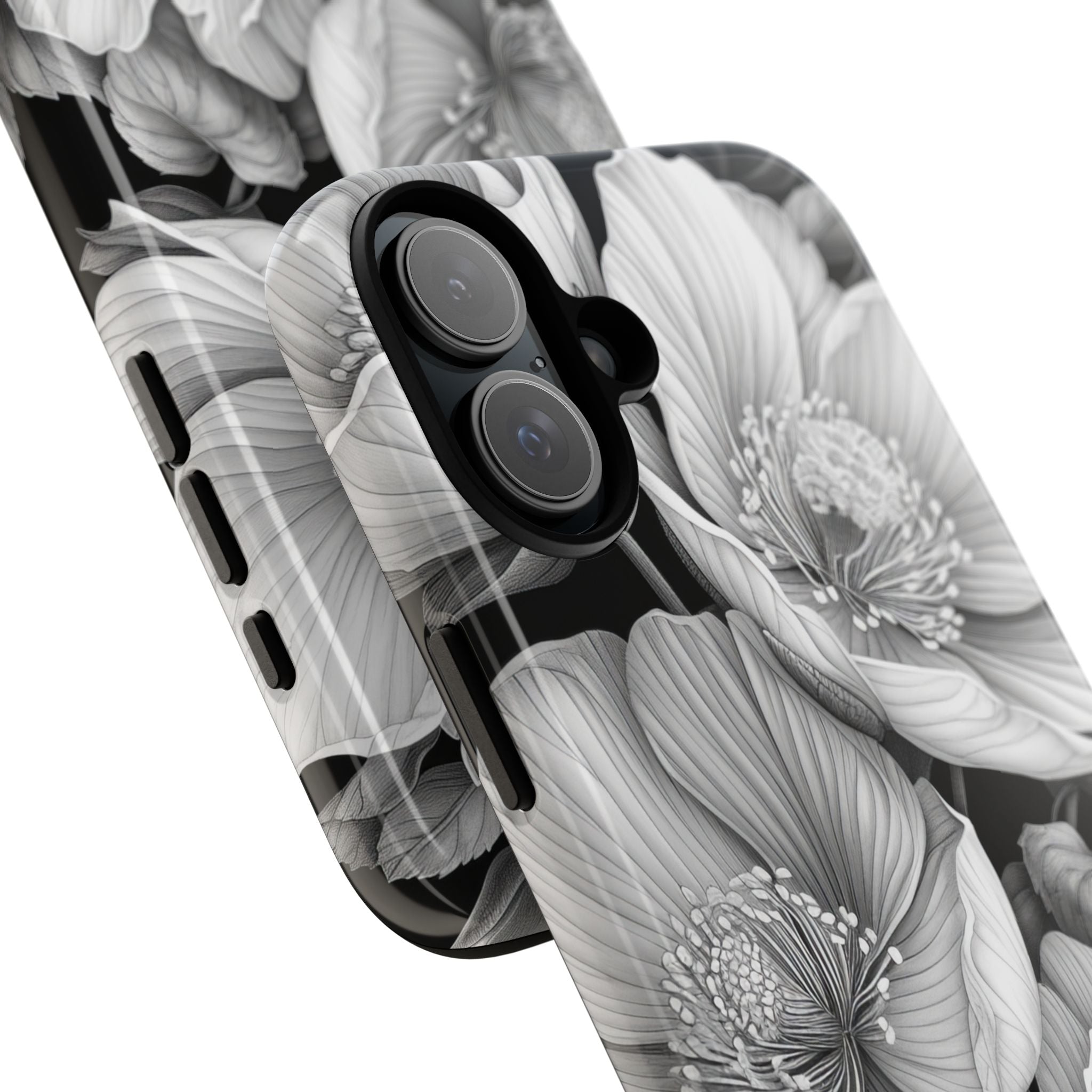 Elegant Monochrome Floral Art - for iPhone 16