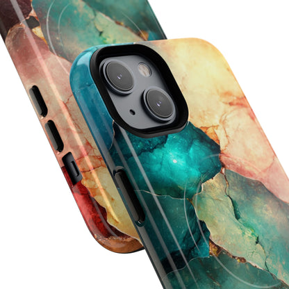 Teal Mosaic Veins iPhone 14 Case - Tough+