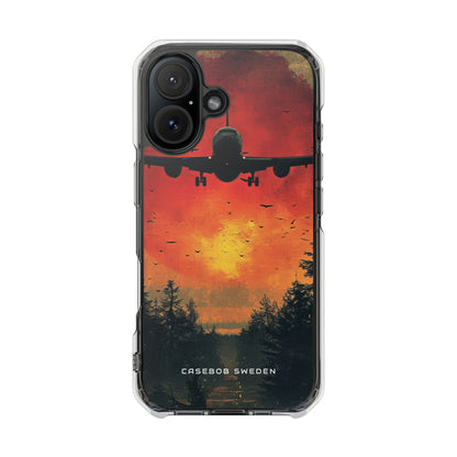 Vintage Sunset Airplane Silhouette iPhone 16 - Clear Impact Phone Case