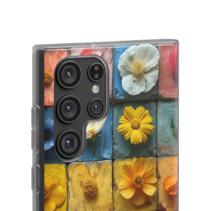 Vibrant Floral Tiles - Flexi Samsung S22 Phone Case