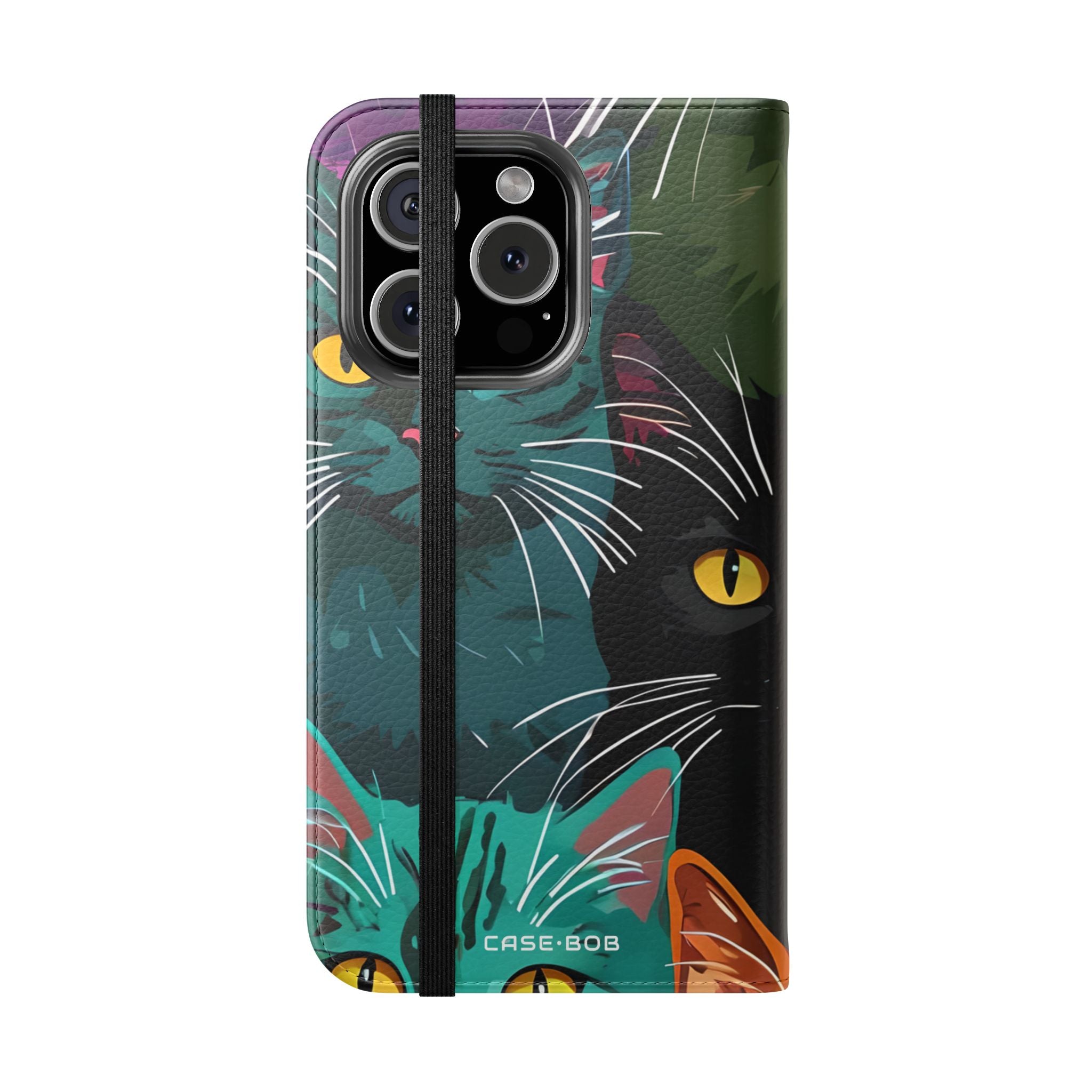 Kissa Ruudukko Neon - iPhone 16 Pro -lompakkokotelo