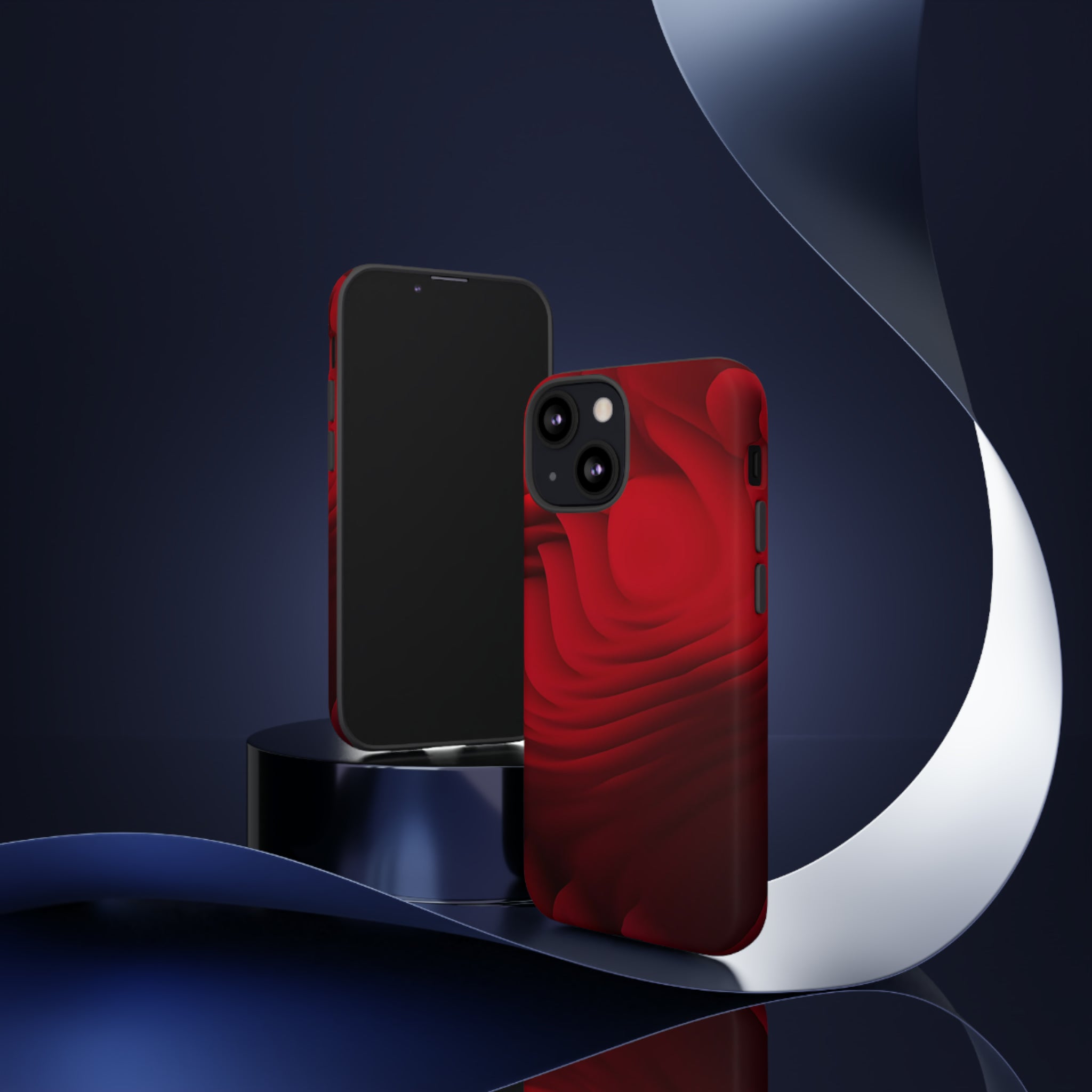 Red Center Waves - Protective Phone Case