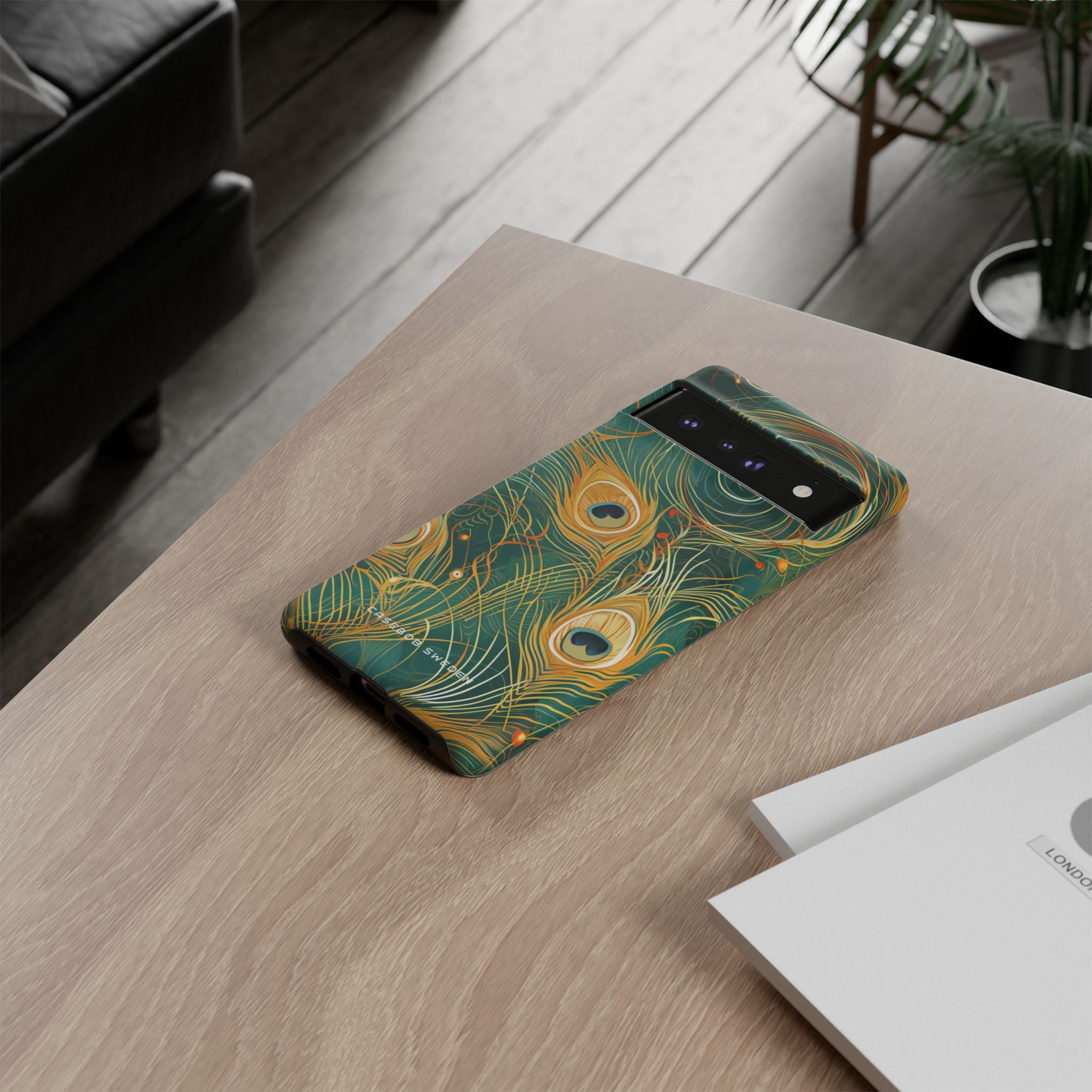 Peacock Elegance in Teal and Gold Google Pixel 6 - Tough Phone Case