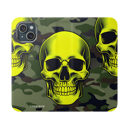 Neon Skull Camo - iPhone 15 Case - Wallet
