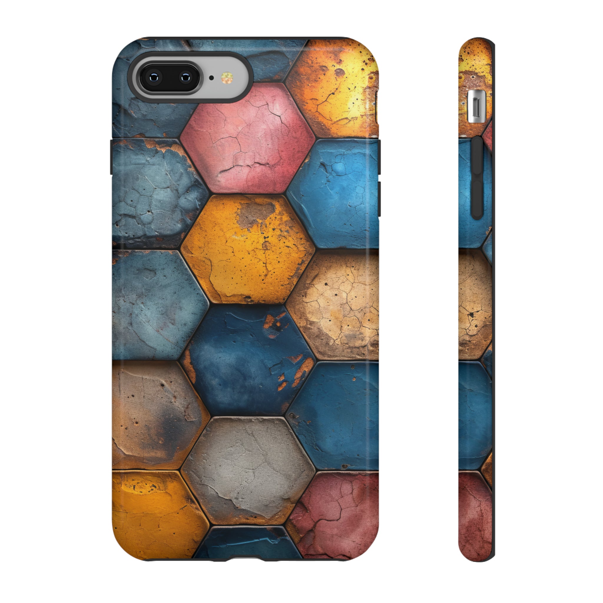 Pastel Honeycomb Bliss: Yellow & Blue - Protective Phone Case