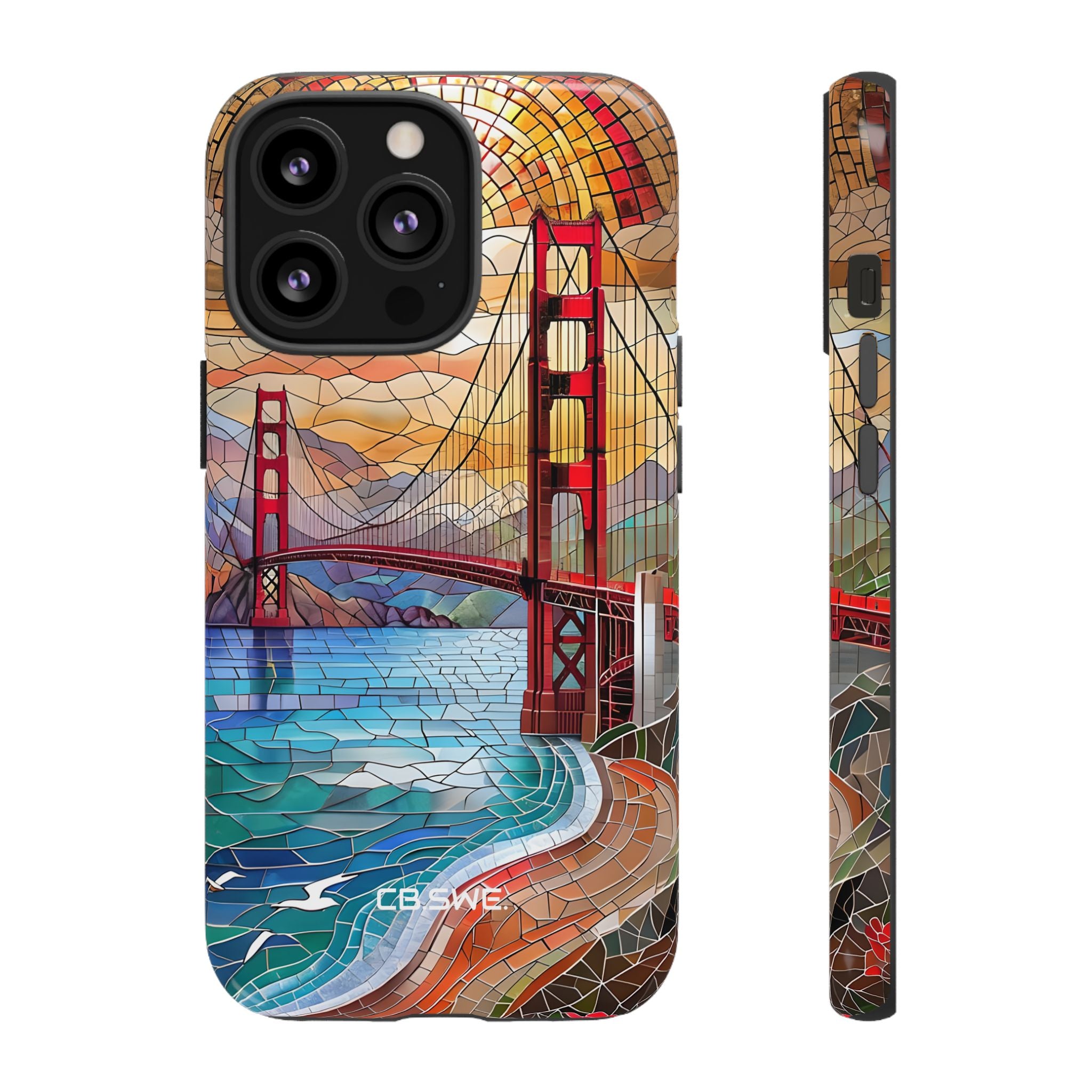 Vibrant Mosaic Golden Gate Bridge Artwork iPhone 13 - Tough