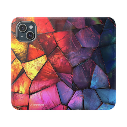 Crimson Shard Mosaic - iPhone 15 Case - Wallet