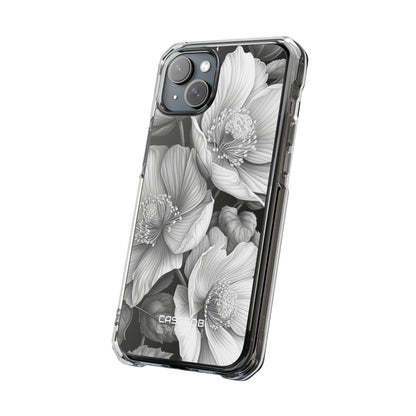 Monochrome Petal Dance iPhone 15 - Impact Clear+