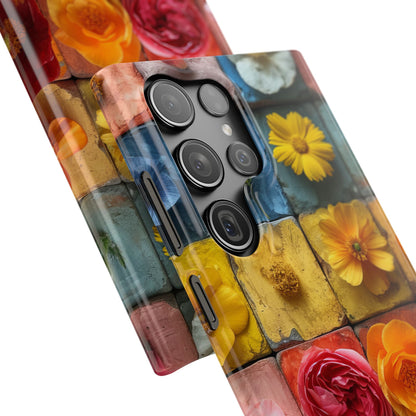 Vibrant Floral Tiles - Slim Samsung S23 Phone Case