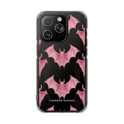 Gothic Pink Bats Aflame iPhone 14 - Transparente, stoßfeste Handyhülle