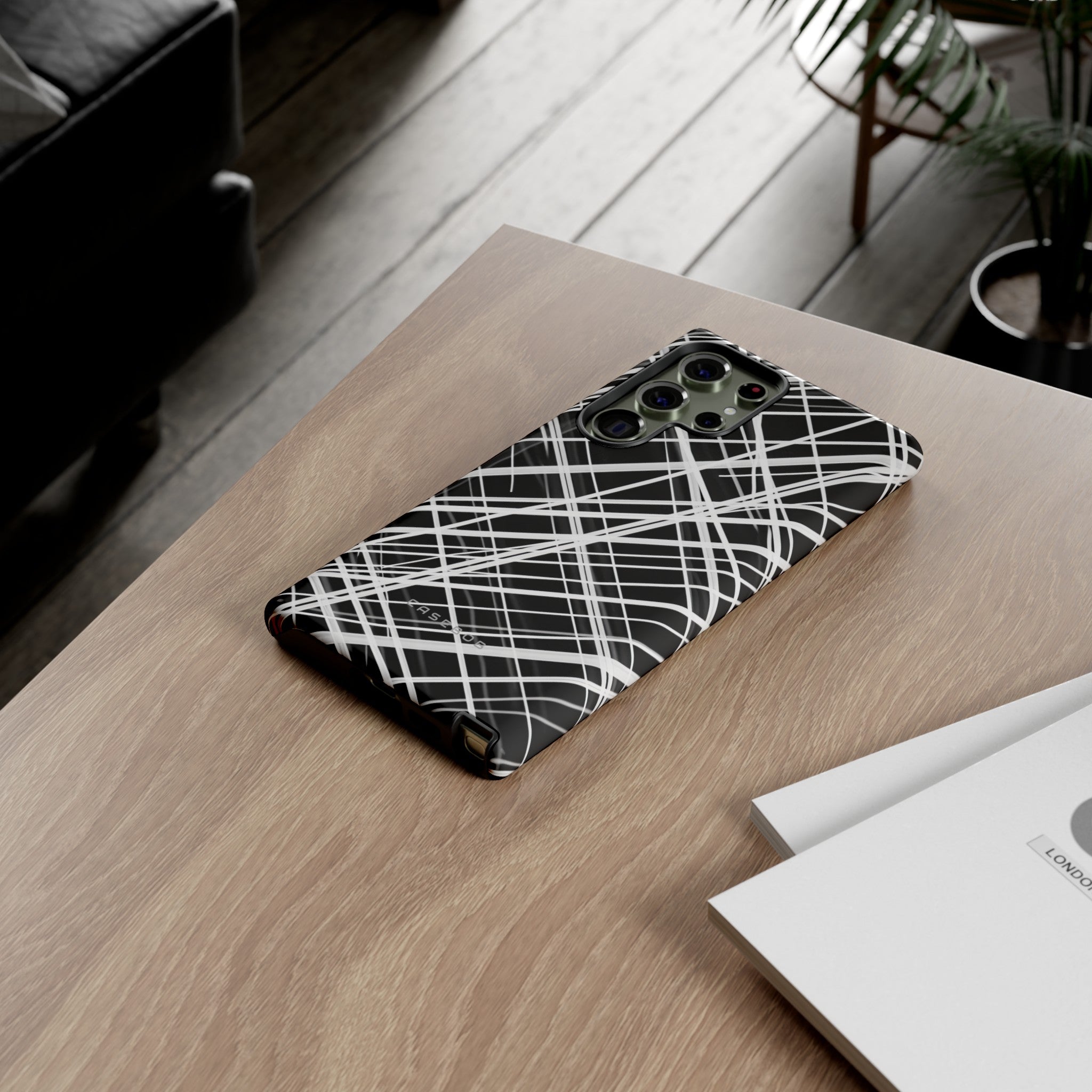 White Line Elegance - Protective Phone Case