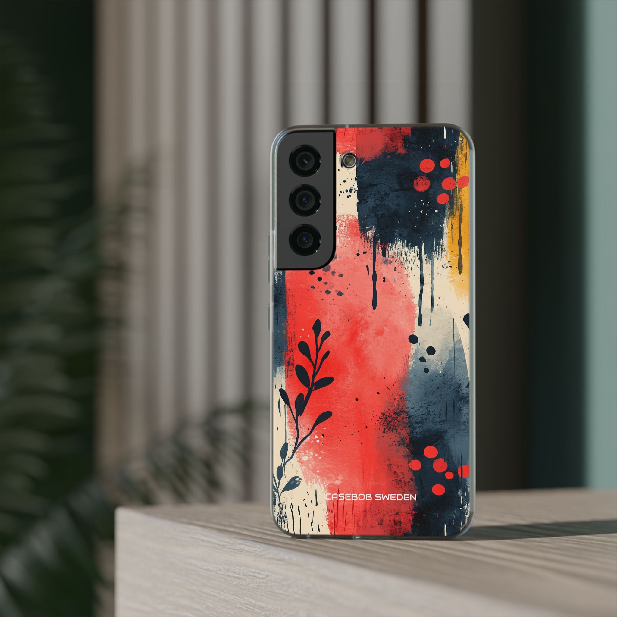 Red Blue Abstract Florals - Flexi Samsung S22 Phone Case