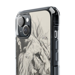 Majestic Linework Lion - Phone Case for iPhone (Clear Impact - Magnetic)