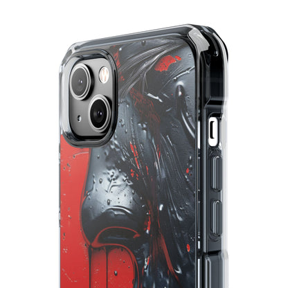 Textured Crimson Bloom iPhone 14 - Clear Impact Phone Case