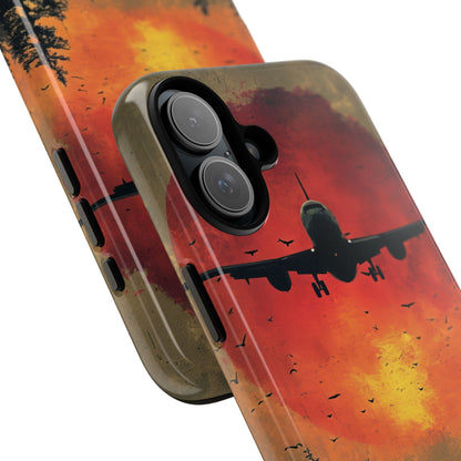 Vintage Sunset Airplane Silhouette iPhone 16 - Tough Phone Case