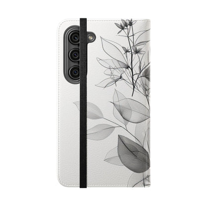 Hopeiset lehdet - Samsung S23 -lompakkokotelo