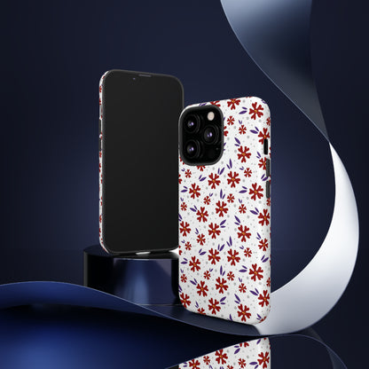 Red Flower Pattern - Protective Phone Case