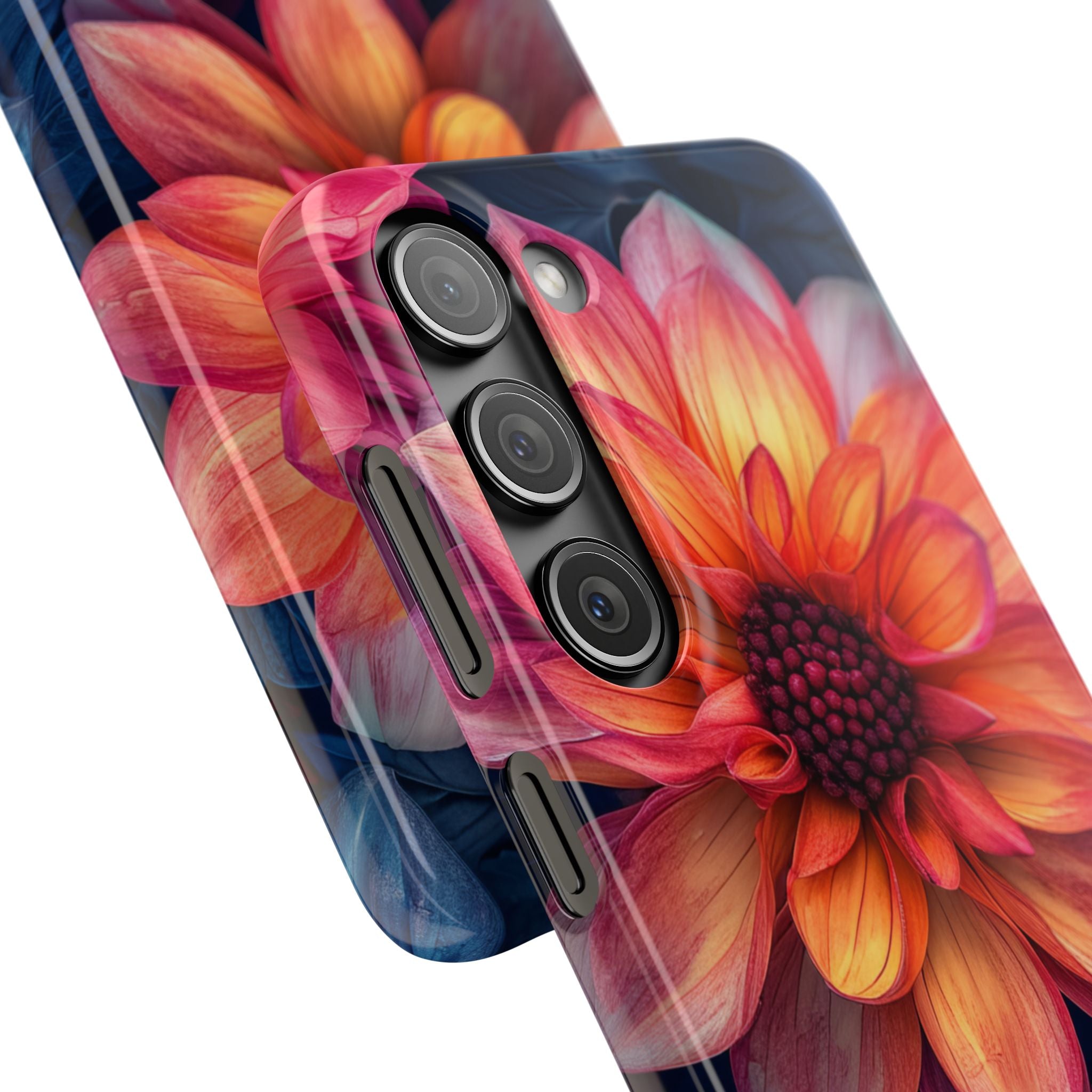 Floral Harmony Orange Blue - Slim Samsung S23 Phone Case