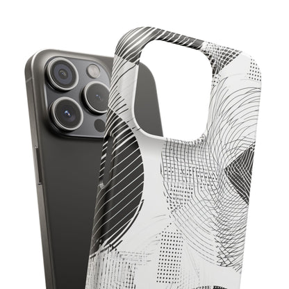 Geometric Monochrome Flow iPhone 15 - Slim Phone Case