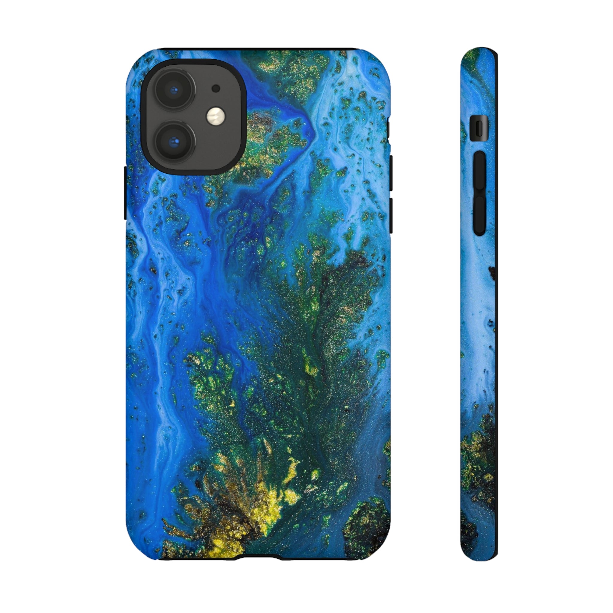 Blue Globe Ink Art iPhone Case (Protective) iPhone 11 Matte Phone Case