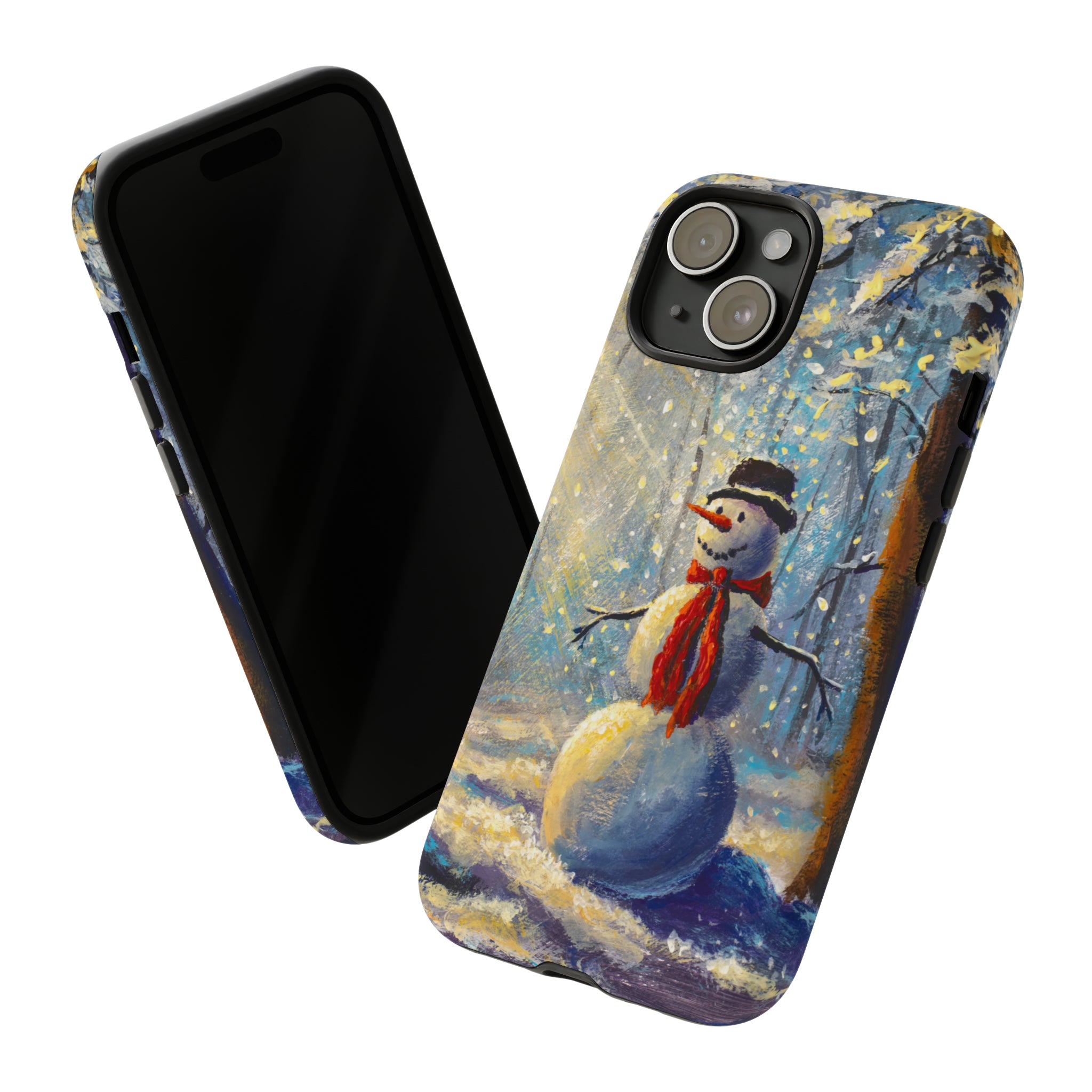 Oil painting - Happy Snowman - Protective Phone Case