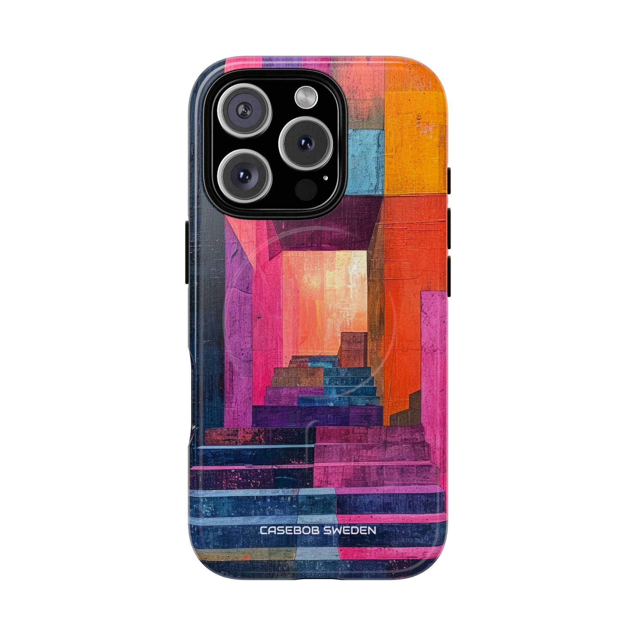 Pink Orange Geometry - Tough + MagSafe® iPhone 16 Phone Case