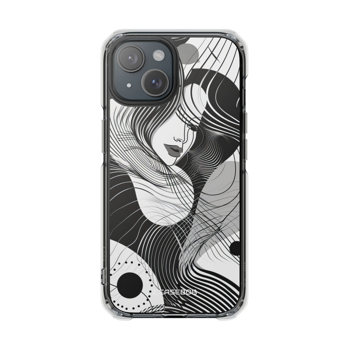 Fluid Noir Rhythm - Phone Case for iPhone (Clear Impact - Magnetic)