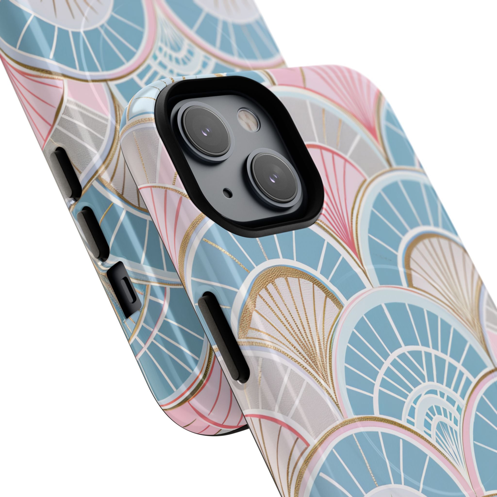 Art Deco Pastel Fan Pattern - Tough + MagSafe® iPhone 14 Phone Case