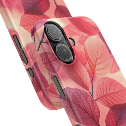 Elegant Pink Leaves iPhone 16 - Slim Phone Case