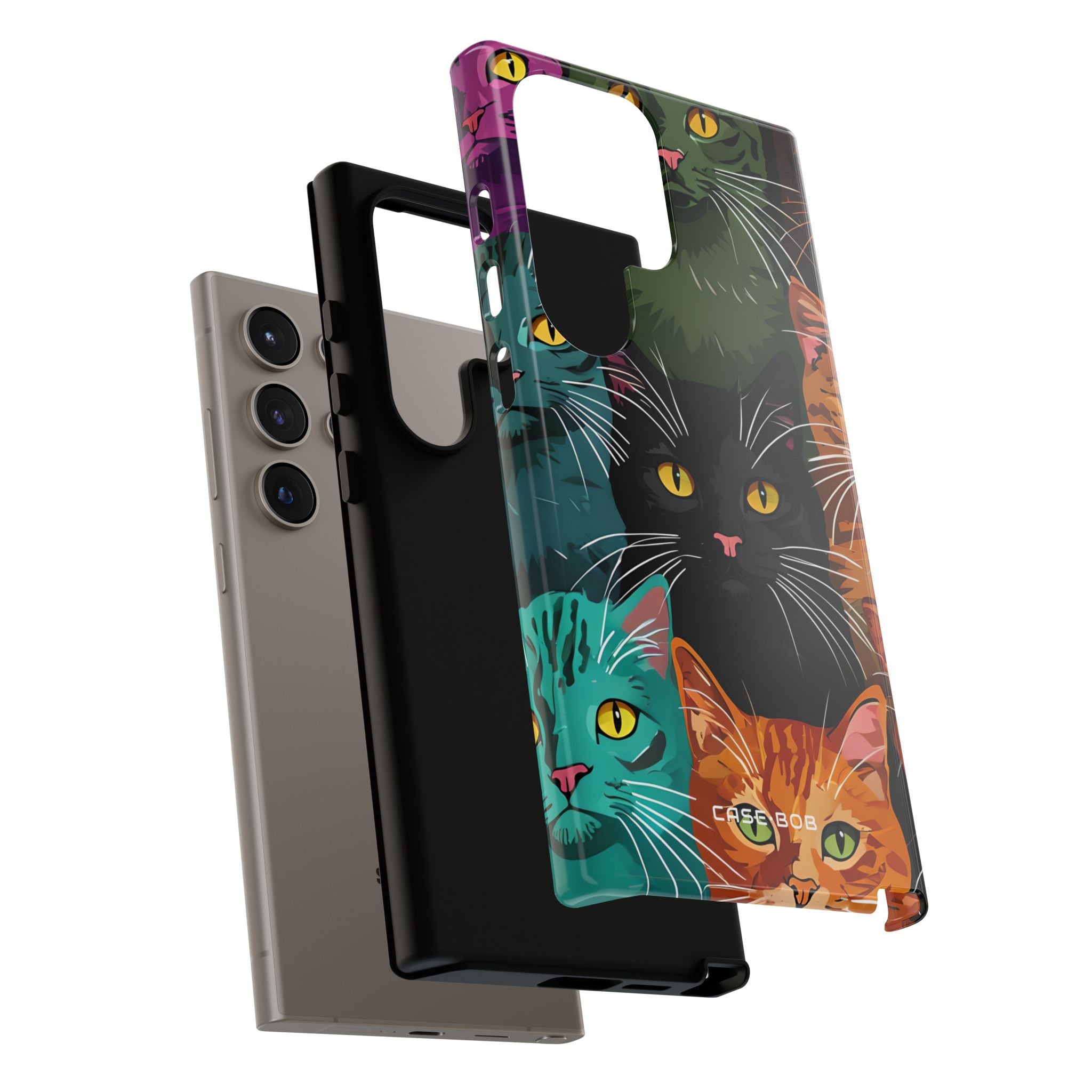 Teal Cat Grid Samsung S24 Ultra Case - Tough