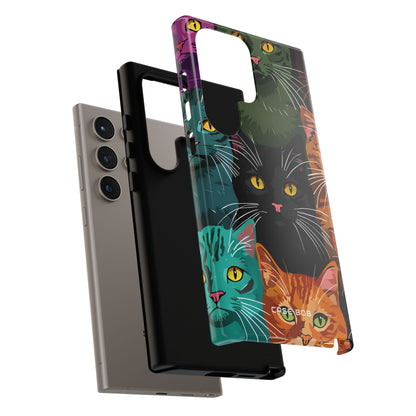 Teal Cat Grid Samsung S24 Ultra Case - Tough