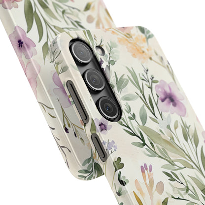 Soft Green Lavender Floral Pattern - Slim Samsung S23 Phone Case