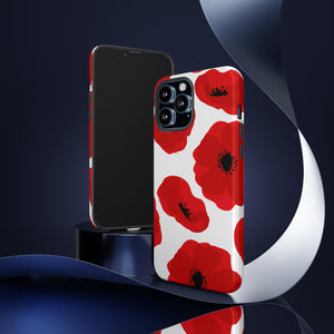 Red poppies on white iPhone case (Protective) - Protective Phone Case