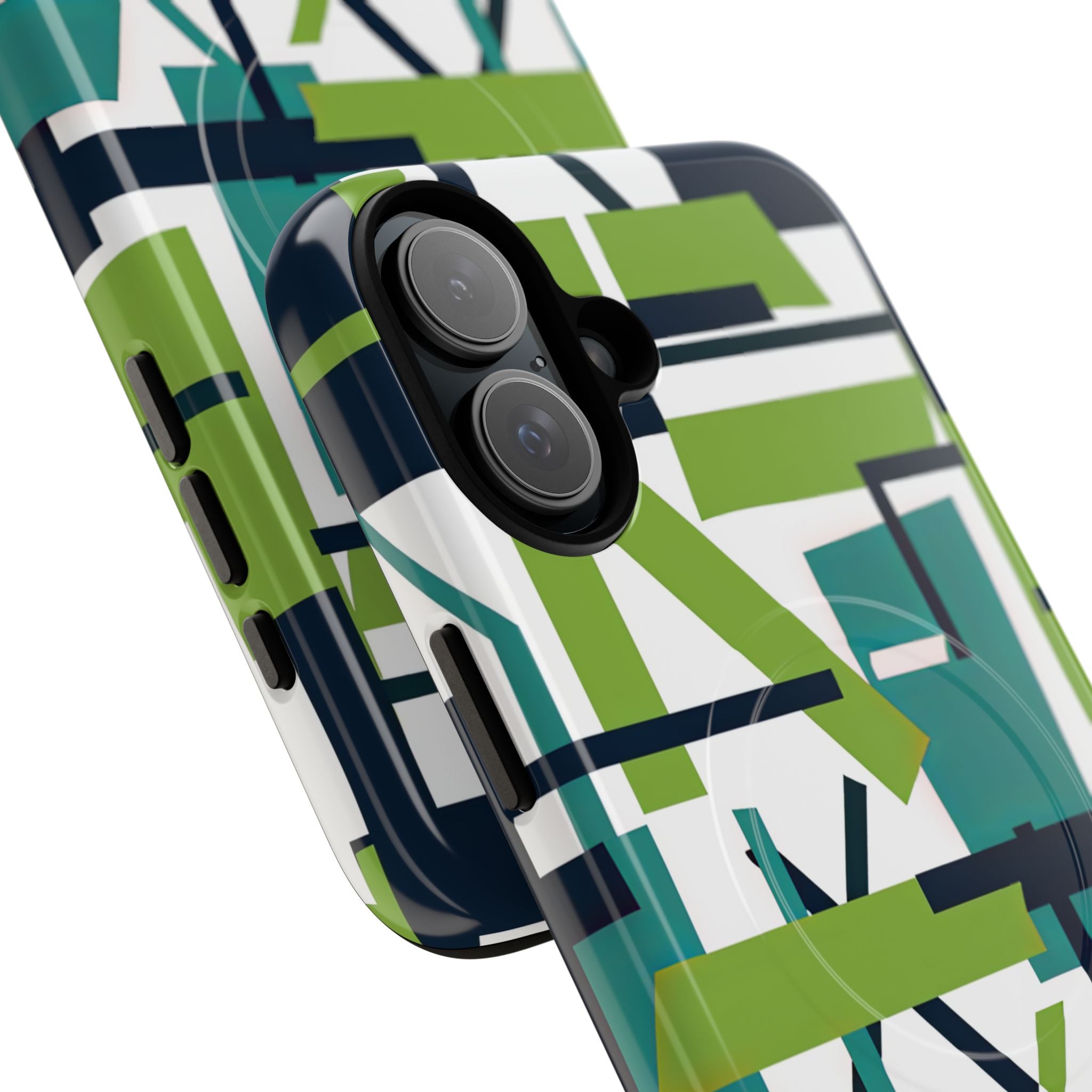 Green Geometry Glide iPhone 16  Tough+ Phone Case