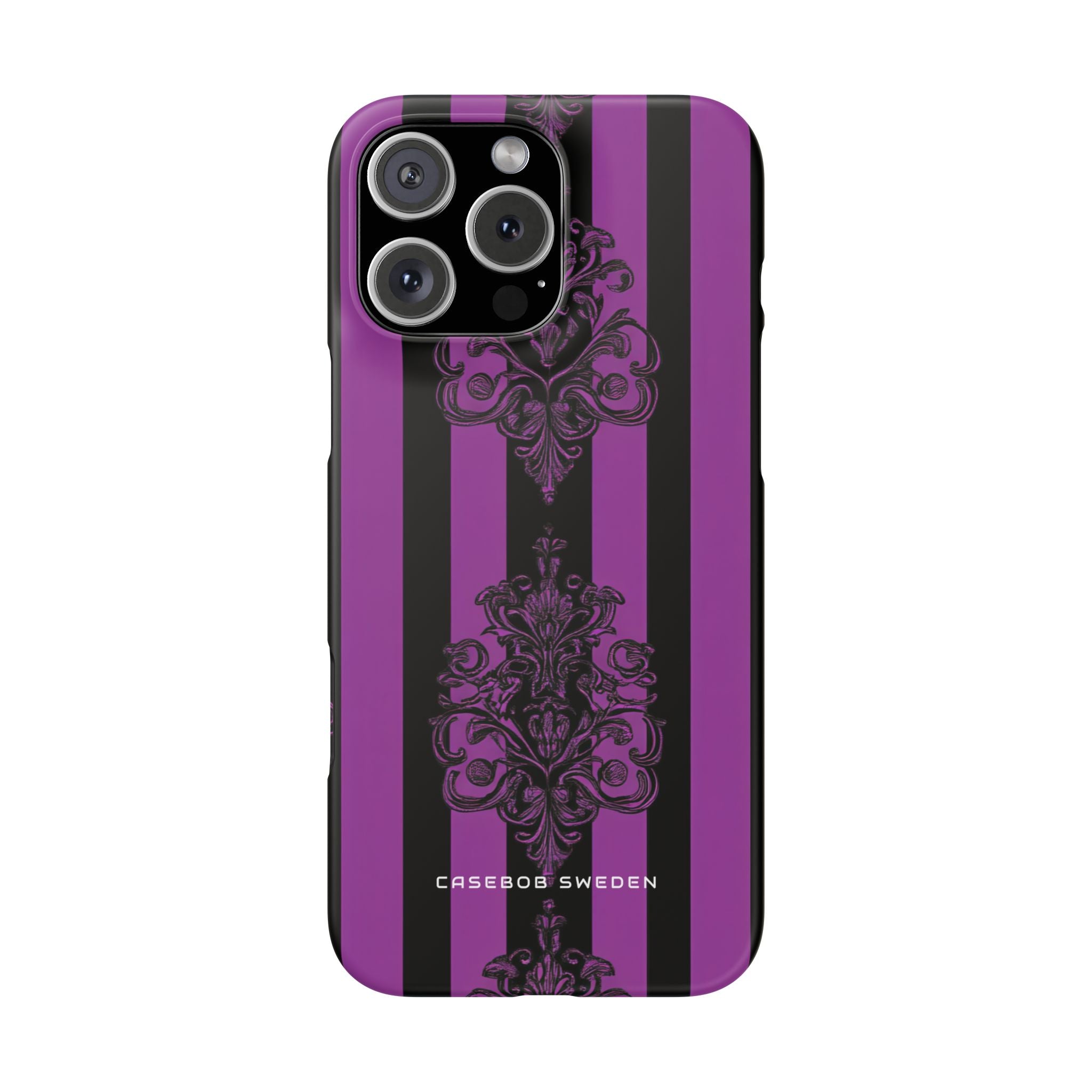 Gothic Elegance with Vertical Stripes and Ornamental Motifs iPhone 16 - Slim Phone Case