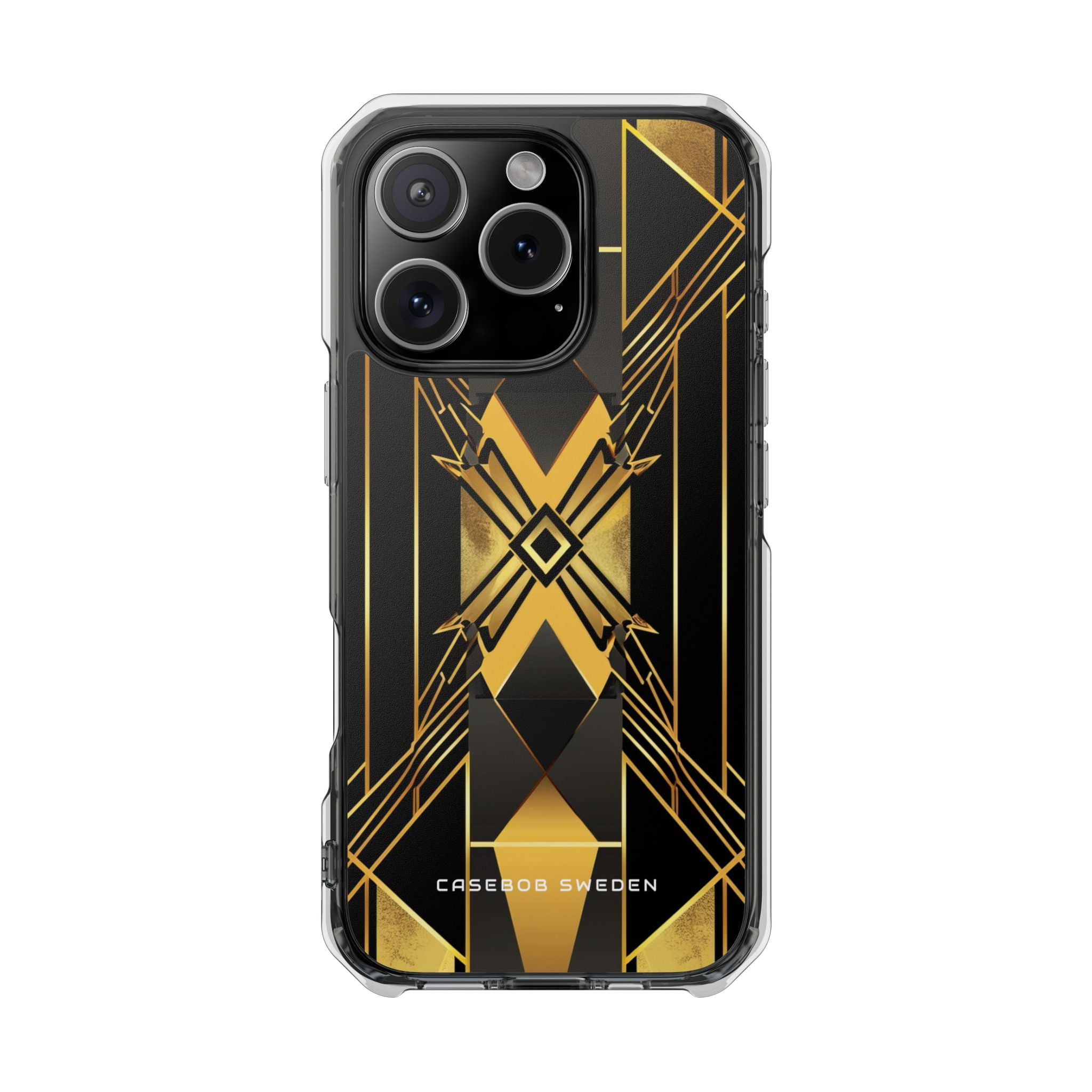 Golden Geometric Elegance iPhone 16 - Clear Impact Phone Case