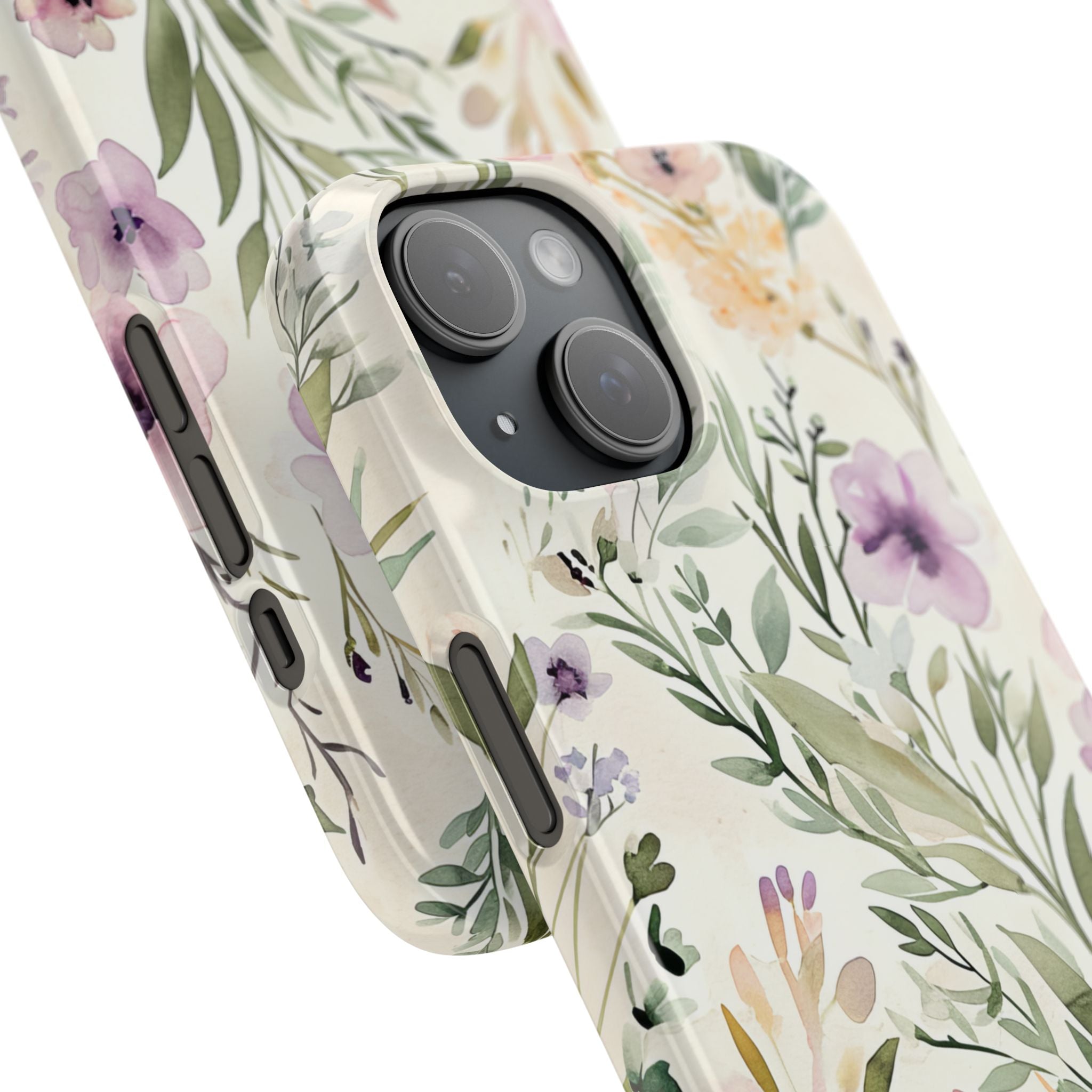 Soft Green Lavender Floral Pattern - Slim iPhone 15 Phone Case