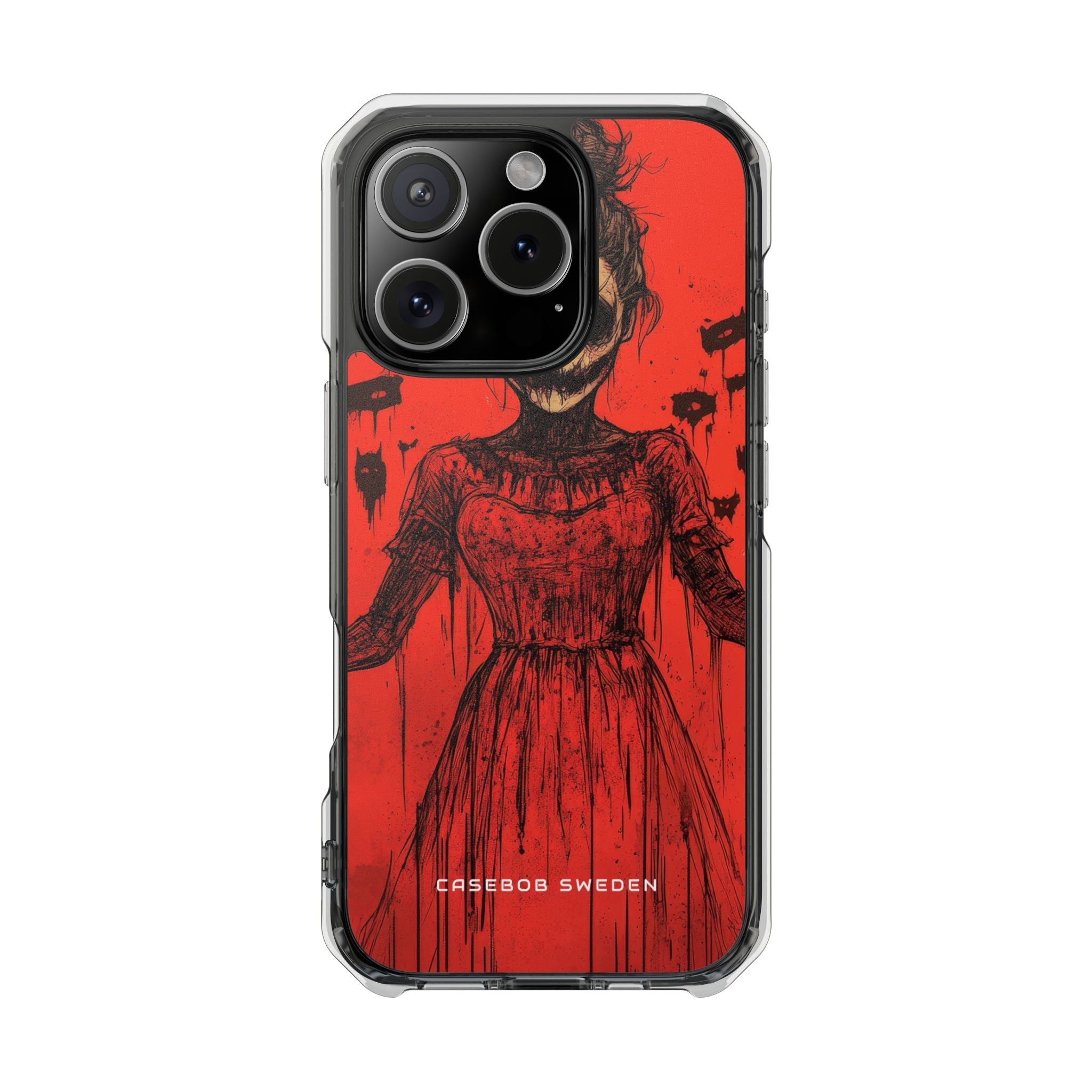 Haunting Scarlet Descent iPhone 16 - Clear Impact Phone Case