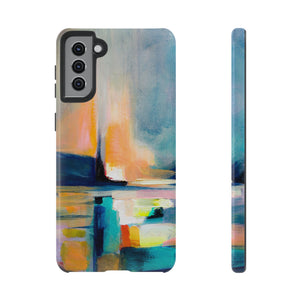 Abstract Blue n Yellow iPhone Case (Protective) Samsung Galaxy S21 Plus Glossy Phone Case